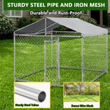 79 in Outdoor Dog Kennel for Large Dog, Heavy Duty Galvanized Steel Chain Link Dog Enclosure with Waterproof UV-Resistant Cover, Lockable Door Chain Link Playpen for Rabbits, Chicken(6.6‘ x 6.6’FT)