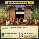 Automatic Chicken Coop Door Solar Powered with 2K Camera & Night Vision, IP65 Wireless Auto Door Opener, 6-Month Battery, APP Control, 2-Way Audio, Anti-Pinch Design (Black)