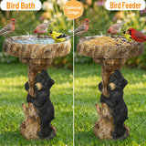 Hamiedun 23.6”Tall Resin fiber Outdoor Bird Baths for Garden - Standing Birdbath, Woodland Tree Trunk Decoration Yard Statue，Pedestal Birdbaths, Garden, Patio, Lawn, Backyard (24inch)