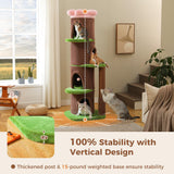 MUTTROS Forest Cat Tree Tower with 4 Condos, 68.5" Tall Cat Tower with Flower Top Bed & Thick Scratching Post (φ3.8in) – Large Heavy Duty Tree that Looks Like a Tree for Indoor & Multi-Cat Households