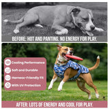 LUCOLOVE Dog Cooling Vest - 2-Layer Cooling with Soft Microfiber Fabric - Lightweight, Adjustable and Comfortable - UV Protection for Small to Large Dogs - Relief in Hot Weather (Blue, Large)