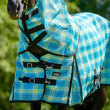 Jeffers Romper Stomper Durable Mesh Fly Sheet for Horses with Detachable Neck, 81" – Heavy Duty Breathable Textilene Mesh Horse Sheet, UV & Insect Protection, Summer Turnout Rug - Turquoise & Lime