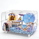 Ecleng 10 in 1 Acrylic Hamster Cage with Complete Ocean Style Accessories,23.2" Double-Level Panoramic Habitat,Easy to Assemble & Clean,Complete Starter Kit for Syrian Hamsters & Mice