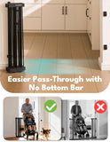 No Pawblems Retractable Safty Gate, Metal Adjustable Dog Gate for Doorways, Stairs & Hallways, Expands to 38" Wide, Auto Retract Design, No Bottom Bar, Black