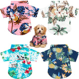 Weewooday 4 Pieces Small Pet Summer T-Shirts Hawaii Style Floral Pet Dog Shirt Breathable Cool Clothes Beach Seaside Puppy Sweatshirt for Puppy(Floral Style,X-Large)