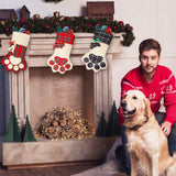 Syhood 3 Pieces Pet Christmas Stockings Dog Cat Christmas Stockings 18'' Paw Pattern Stockings for Xmas Tree Fireplace Hanging Christmas Party Decorations Gift(Simple Plaid,Linen,Cotton)