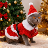 Dog Christmas Dress – Red Velvet Santa Claus Outfit with Christmas Hat for Small Dogs & Cats (5-22 lbs), Perfect Holiday Costume for Pets