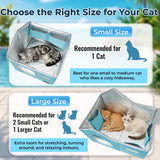 PatiencET Cat Cooling House for 1 Cat, Indoor Cooling Cat House for Summer, Blue Cat Hideaway Bed with Side Ice Packs, Insulated Foil Lining