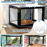 FunXplore Cat Window Box Weatherproof Catio Outdoor Cat Enclosure Perch with Side Detachable PVC Panels Bug-Proof Wire Grid Fits Double Hung Frames 25.4" to 43.3" Wide Sunbathing Napping Overlooking