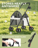 GTPLAYER Foldable Pet Stroller for Small Dogs & Cats up to 33 lbs, Pet Stroller with 360° Swivel Lockable Front Wheels, Rear Brakes, Safety Tethers, Breathable Mesh, Cup Holder, Lime Green
