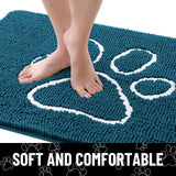 Smiry Dog Door Mat for Muddy Paws, Absorbent Dirt Trapper Non Slip Quick Dry Washable Chenille Mat for Mud Dogs, Entry Rug for Indoor and Outdoor (59x35 Inches, Atlantic Blue and White)
