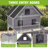 GUTINNEEN 2-Story Heated Cat House for Outside Large Outdoor Insulated Cat House Weatherproof Cat Shelter with Insulated Liner, Heating Pad, Chewproof Cable, Escape Doors for 2-5 Feral Cats