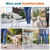 PetBonus Heavy Duty Tactical Dog Leash, 5 FT Bungee Shock Absorption Leash with 2 Padded Handles, Quick Release Metal Clip, Car Seatbelt, No Pull Training Lead for Large Medium Dogs（Army Green）