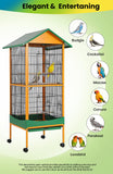 Garvee Bird cage, 66''H Extra Large Bird Cage, w/Removeble Tray, Waterproof Roof, Easy to Clean, Lockable Caster, Indoor& Outdoor Application for Conure,Macaw,Budgie,Cockatiel,Lovebirds,Parakeet