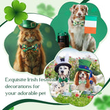 Sanwuta 60 Pcs St. Patrick's Day Dog Collar Bow Ties Bulk Shamrock Pet Bow Tie Pet Accessories Detachable Collar Charms for Small Medium Large Dogs Cat Grooming Supplies Costume