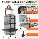 Garveehome 60 Inch Wrought Iron Large Bird Cage with Play Top, Stand