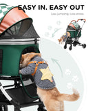 GTPLAYER Pet Stroller for Dogs & Cats, 3-in-1 Foldable Pet Strollers with Detachable Carrier, 360° Swivel Front Wheels & Rear Brakes, Up to 45 lbs, Green