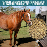 MIYABALA Hay Net for Horses,36 Inch Length Slow Feed Hay Net, Premium PE Material Hay Bags for Horses Goats Sheep, Easy to Hang with Steel Quick Links