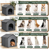 Large Dog House Soft Indoor (Int 30x28x23in/Ext 31x30x31in) for Labrador, Husky, Samoyed, Golden Retriever, German Shepherd, Large Pet House with Soft Cushion, Oxford Fabric, Gray
