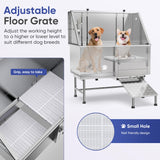 Flying Pig 50" Stainless Steel Pet Dog Grooming Bath Tub with Walk-in Ramp & Accessories (Right Door/Left Drain)