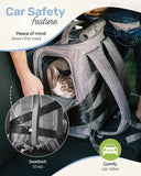BriskTails Сat Backpack Carrier - Expandable Cat Large Travel Hiking Backpack, Pet Backpack Carrier Airline Approved, Perfect for Cats Kitty Kitten Backpack - Grey