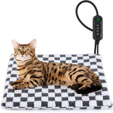 MIXJOY Heated Cat Bed, 11 Adjustable Temperature Cat Heating Pad Indoor with Timer, Pet Heating Pads for Cats Dogs, Electric Dog Heat Pad with Washable Cover, Heated Pet bed-18''x16'', Small