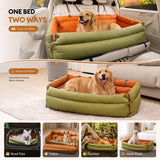FUNNY FUZZY Leather Dog Car Seat for Large Size Dogs, Pet Booster Car Seats
