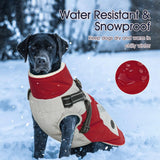 IECOii Winter Waterproof Dog Coats - Zip Up Fleece Jacket for Dogs, Red, XLarge