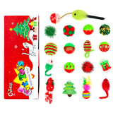 CHIWAVA 17 Pack Christmas Cat Toy Bag Set Assorted Toys Variety Pack Kitten Interactive Play