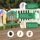 Squirrel Feeder,Metal Squirrel Feeder for Outside,with Water Bottle, Flag and Corn Cobs Holder,Outdoors Chipmunk &Squirrel Picnic Bench Feeders Table,Easy to Install & Refill