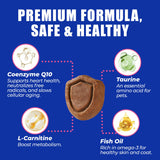 Just Try Coenzyme Q10 Heart Heathy Bites for Dogs - Advanced q10 & Taurine Supplement for Heart Health - Chicken Flavored Chews - Supports Heart Function-10.58oz