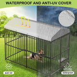 8x4x6 ft Heavy-Duty Outdoor Dog Kennel with Lockable Roof & Cover - All-Weather Large Dog Cage Kennel for Medium & Large Dogs, Waterproof Pet Enclosure