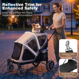 Dog Stroller for Medium Dogs 88lbs with Ramp for Easy Access Foldable Khaki