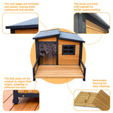 RUNSHED Large Indoor Outdoor Dog House,Wood Insulated Dog House,Weatherproof Outside Shelter with Elevated Floor,Easy to Assemble(39.3" L x 37.5" W x 30" H) Suitable for Small and Medium-Sized Dogs