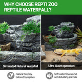 REPTI ZOO Reptile Water Fountain with Food Dish, 550ML Terrarium Waterfall Drinking Fountain for Bearded Dragon Gecko Chameleon Lizard Tree Frog Turtle, Reptile Water Dispenser, Keep Water Clear
