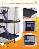 Garvee Metal Small Animal Cage,64 in H Ferret Cage for Small Animals - 4 Tier Large Hamster Cage with Removable Ramp, Hammock, Extra Storage Stand,Removable Tray for Ferret, Chinchilla, Hamster