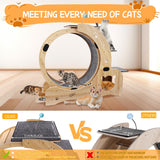 55" Large Cat Wheel for Indoor Cats, 6-in-1 Multifunctional Cat Treadmill with Cat Bed, Scratching Board, Detachable Mat, Climbing Frame & Toys, Ideal for Running, Walking & Daily Training