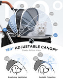 GTPLAYER Pet Stroller for Small Dogs & Cats, 3-in-1 Foldable Pet Stroller with Detachable Carrier, 360° Swivel Front Wheels & Rear Brakes, Up to 45 lbs, Light Blue