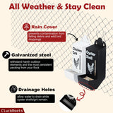 CluckRoots Chicken Grit and Oyster Shell Feeder Combo, No-Spill Weatherproof Heavy-Duty Design, Lift-Off Wall-Mounted Metal Dispenser w/View Window, Chicken Coop Accessories Gifts for Lovers Women