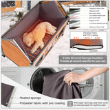 Heated Outdoor Dog House with Heating Pad Weatherproof Dog Kennel with Anti-Chewing Iron Frame Puppy Shelter for Winter for Small to Medium Sized Dogs(Brown)