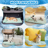 DoubleFill 4 Pack Cooling Pet Mats 15.7" x 23.6" Cooling Dog Beds with Supportive Pillow Self Ice Washable Cool Pads Summer Cat Sleeping Pad with Storage Bag for Summer Crate Floor (Small, Green)