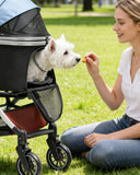 GTPLAYER Pet Stroller for Small Dogs & Cats, 3-in-1 Foldable Pet Stroller with Detachable Carrier, 360° Swivel Front Wheels & Rear Brakes, Up to 45 lbs, Light Blue