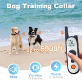 MIMOFPET Wireless Dog Fence for 2 Dogs - 25FT to 3500FT Electric Fence,185 Days Standby Time Training Collar,Pet Containment System with 3 Training Mode,Flash Light and Waterproof