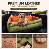 FUNNY FUZZY Leather Dog Car Seat for Large Size Dogs, Pet Booster Car Seats