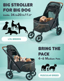 Zoosky Pet Stroller for Large Dogs up to 110lbs, Large Pet Stroller