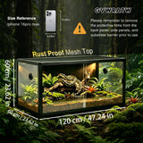 120-Gallon Acrylic Reptile Terrarium 48”x24”x24” – Durable Reptile Tank with Heat-Resistant Aluminum Frame, Smooth Dual Swinging Doors (No Sand/Debris Clogging) – Ideal for Lizards, Snakes & Geckos.