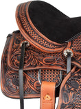 FEED N CARE Western Leather Horse Saddle Comfy Horse Seat Ranch Roping Saddle Tree Trail Racing Hand Tooled Comfort Barrel Tack Size 10 to 18 Inch Seat (Dark-Antique, 17" Inch)