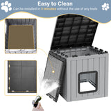 LHBcraft Outdoor Cat House Weatherproof, Durable Resin Cat Houses for Outdoor Cats, Insulated Feral Cat Houses for Cats Shelter, Emergency Exit Easy to Clean and Install, Grey