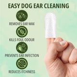 NOVEHA 50PCs Dog Ear Wipes Finger Glove Fit | Easy Ear Cleaning for Dogs & Puppies, Cats & Kittens | Gentle Pet Ear Cleaner Finger Wipes for Puppy, Kitten & More | Cat & Dog Ear Wash | Pet Supplies