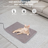 GASUR Large Heated Cat House for Outdoor Cats in Winter, Highly Elevated Base Waterproof & Insulated Feral Cat House, Warm Cat Shelter with Heating Pad Warm House for Outside Stray Barn Cat